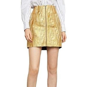 BCBGMAZAZRIA stunning gold jacquard skirt